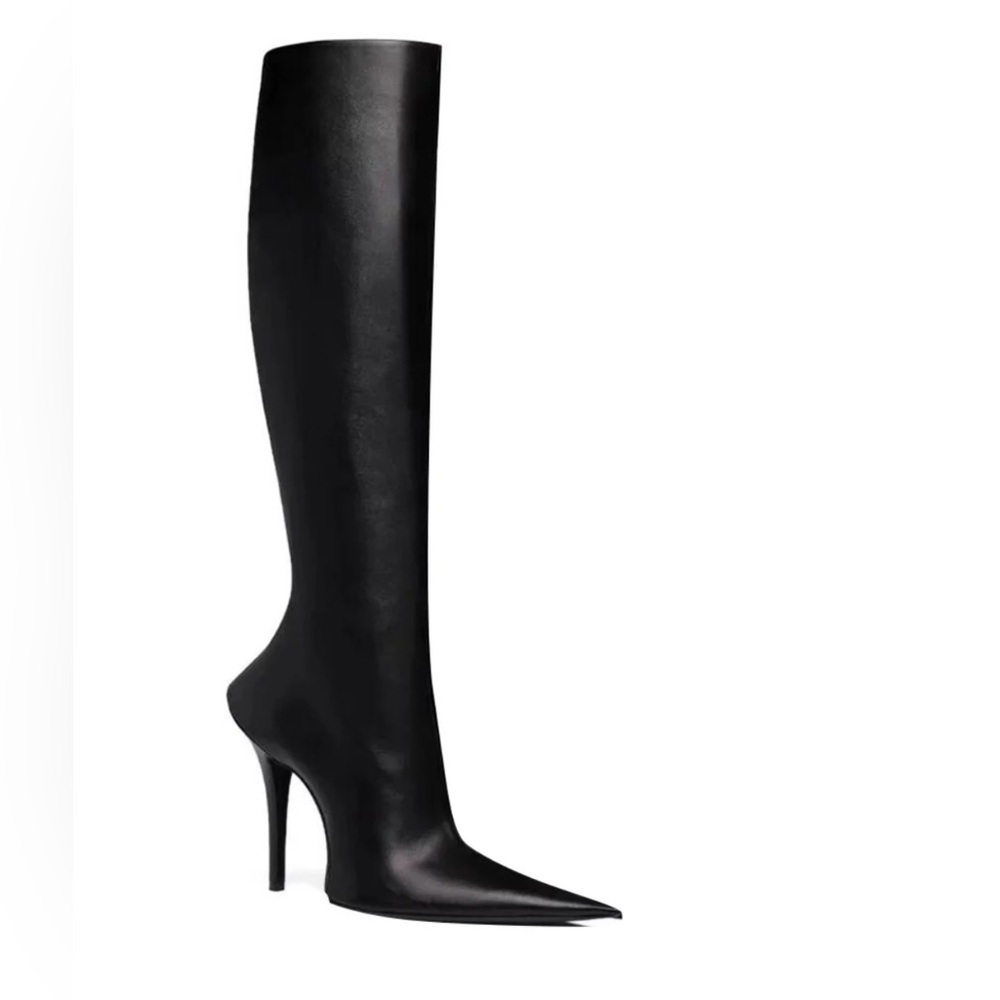 LEATHER HIGH HEEL KNEE HIGH BOOTS